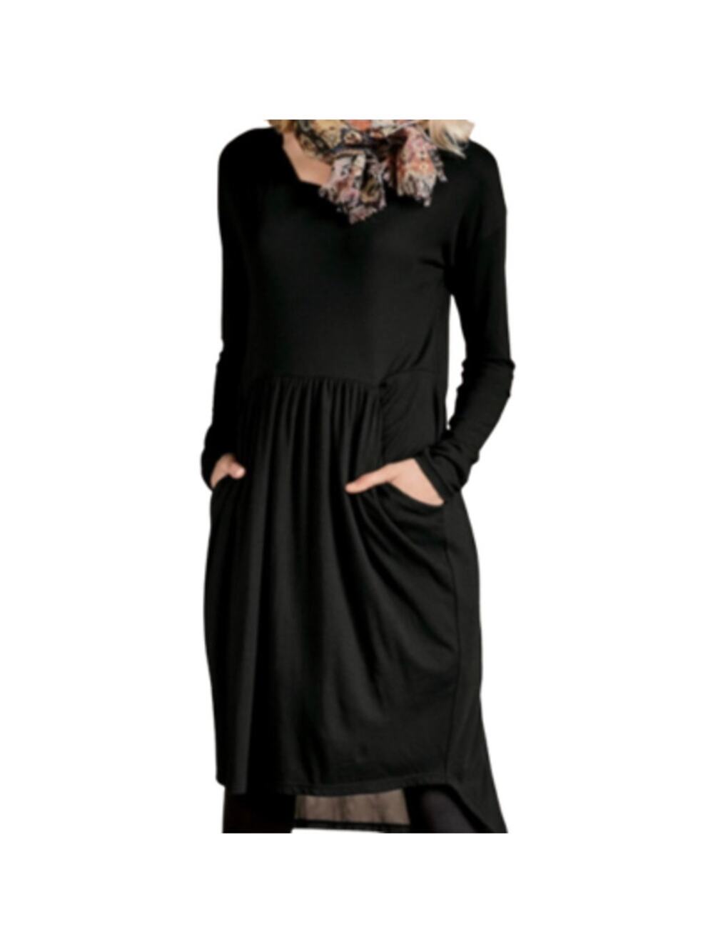 Peruvian Connection Martine Tunic Dress Long Sleeve Black Size Medium
